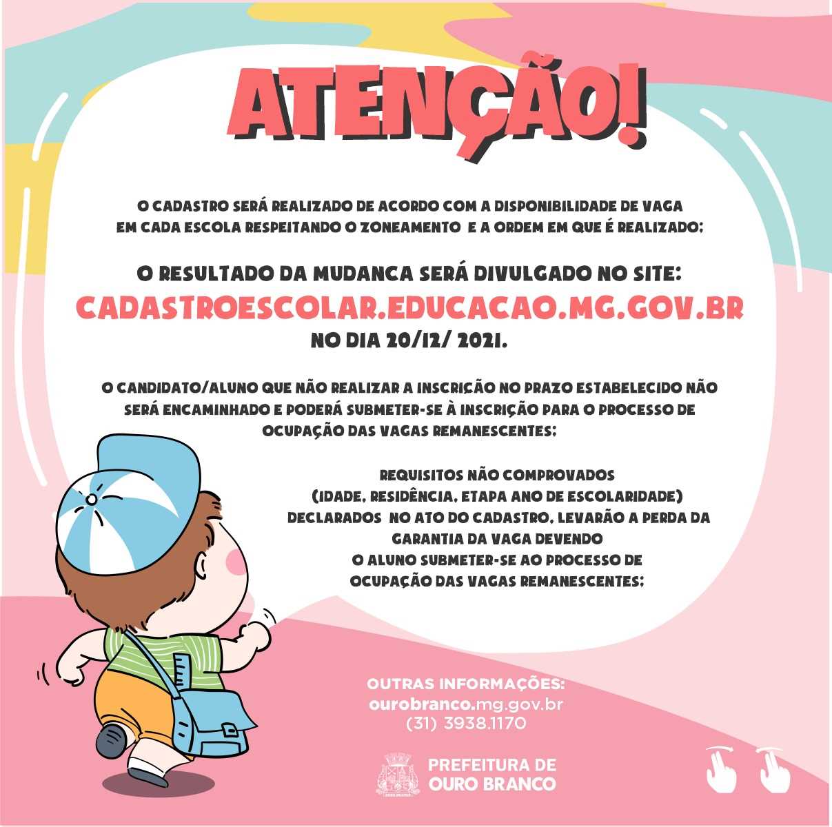 Prefeitura Municipal De Ouro Branco Cadastro Escolar 2022 Sistema Único De Cadastro E 2153